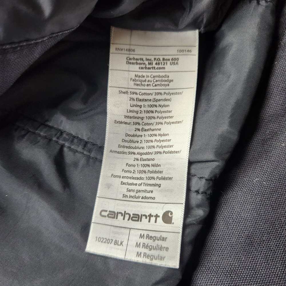Carhartt Mens Quick Duck Jefferson Traditional Jacket Black Hooded BLK M - Picture 8 of 15